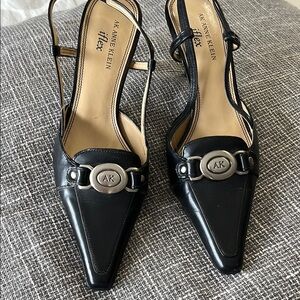 Anne Klein Black Slingback Heels with Silver Accent